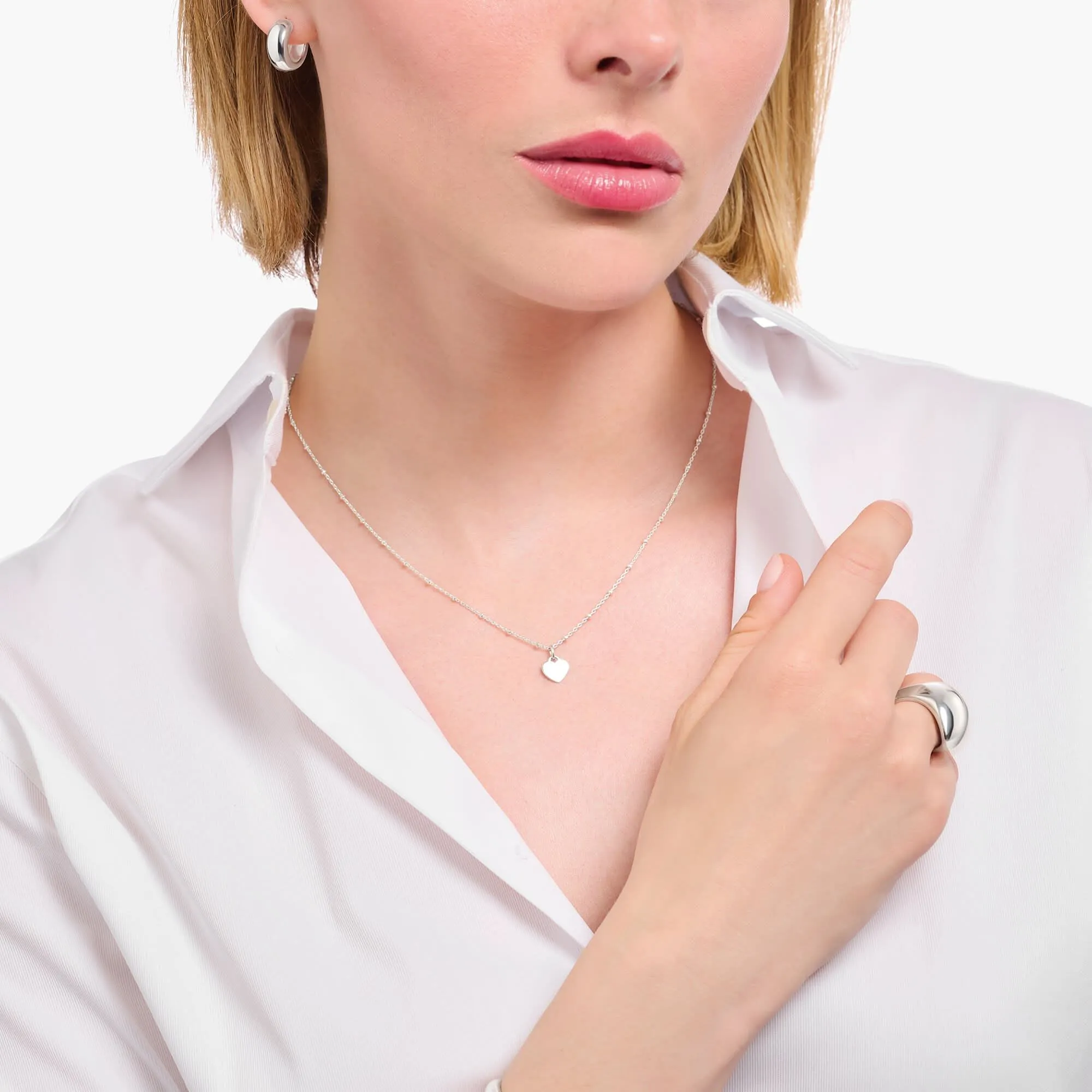 Charming Sterling Silver Heart Necklace KE2287-001-21