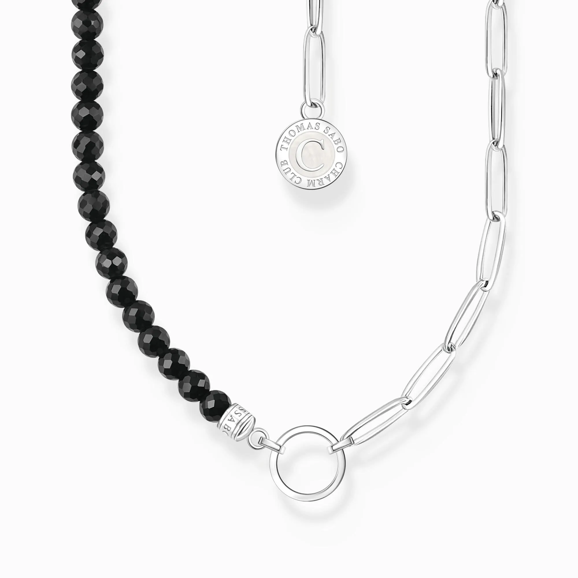 Charmista Black Sterling Silver Enamel Necklace KE2189-148-11