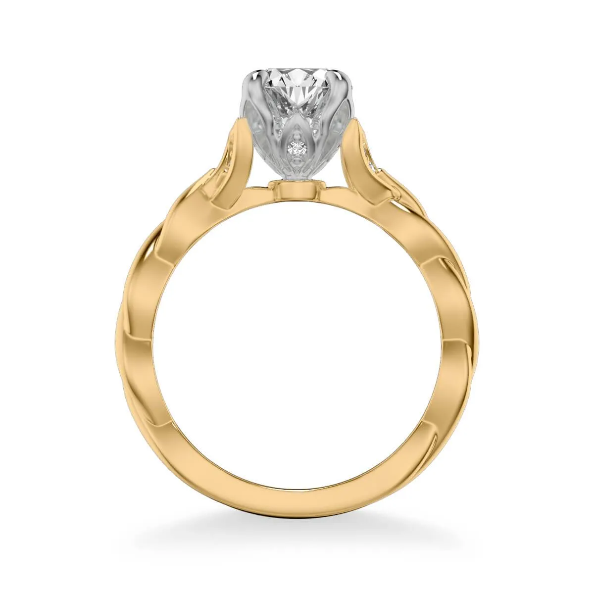 Cherie Contemporary Solitaire Floral Diamond Engagement Ring