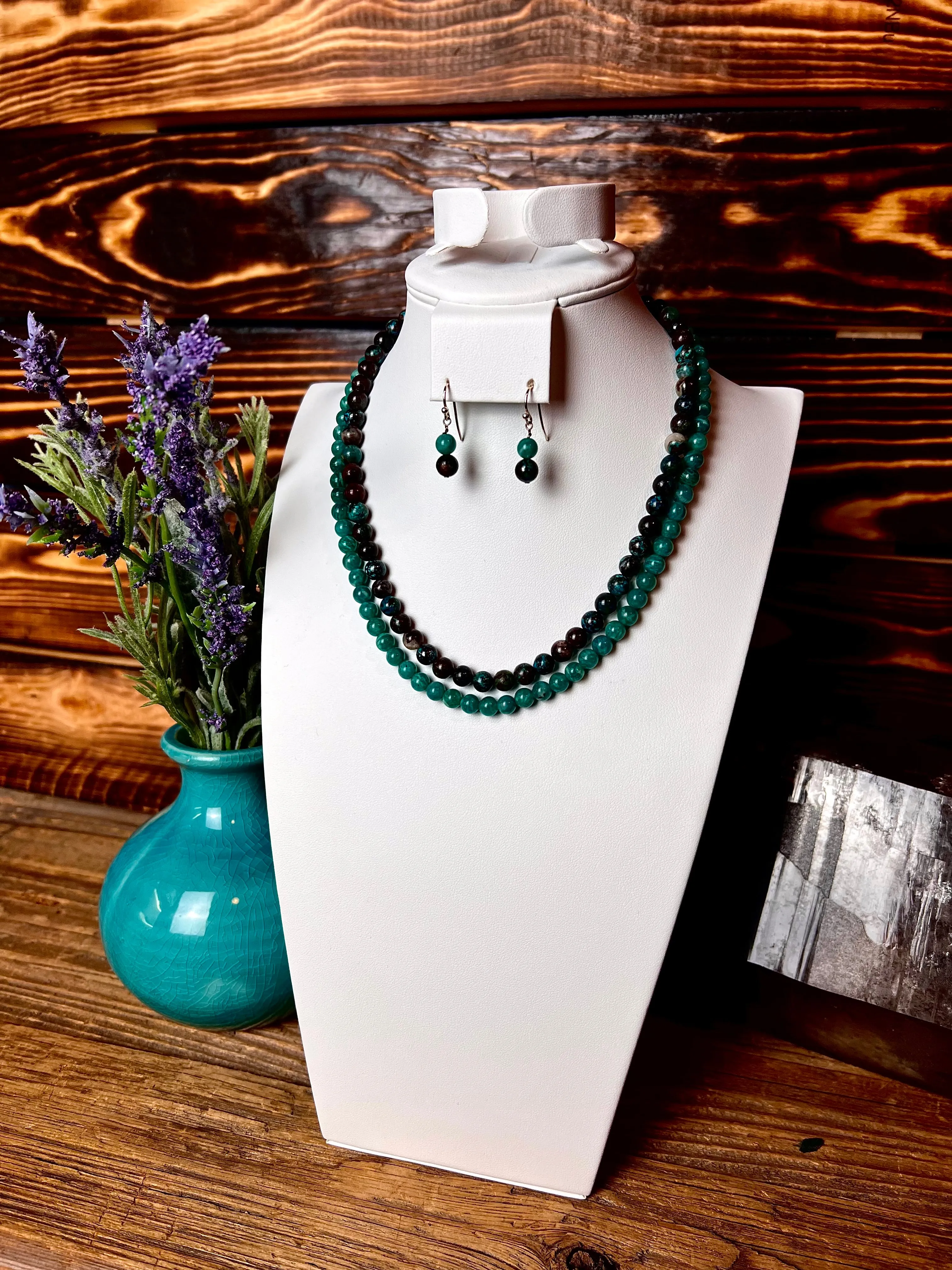 Chryscolla & Amazonite Double Strand Jewelry Set