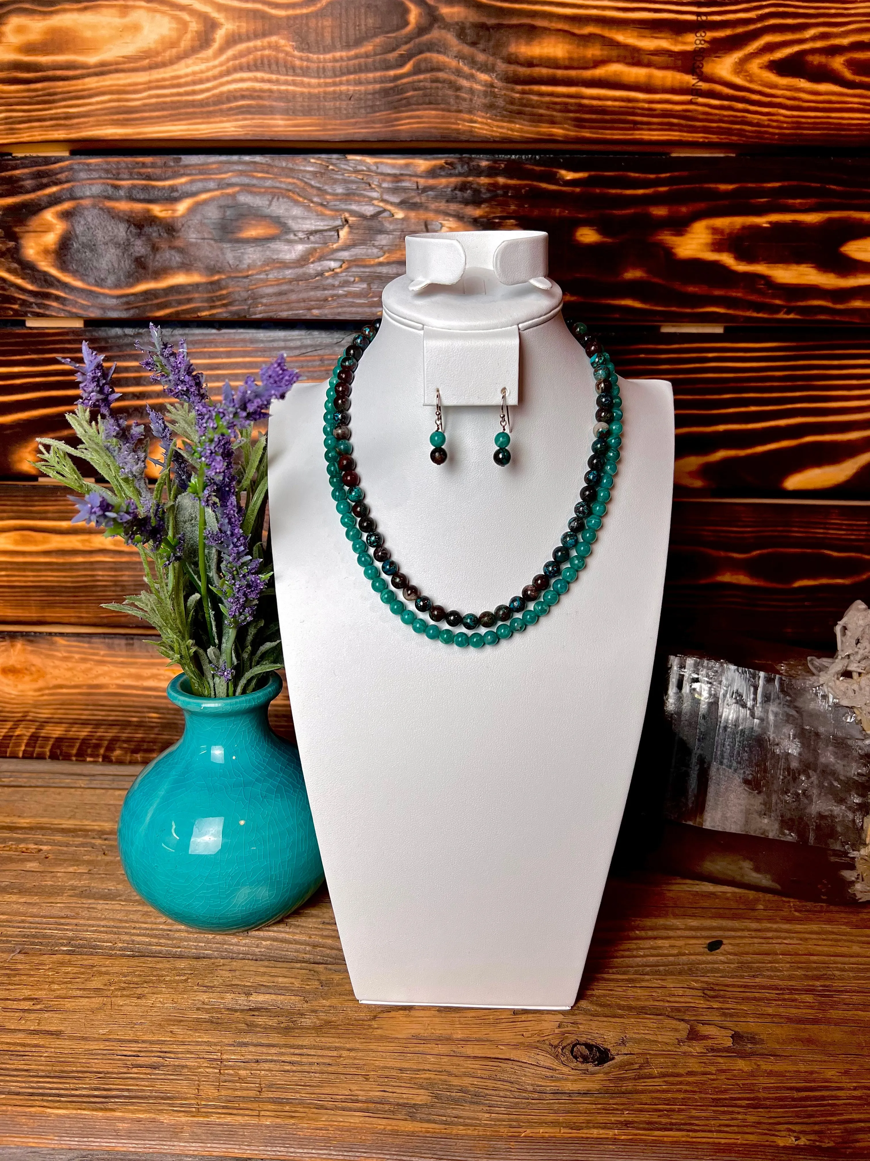 Chryscolla & Amazonite Double Strand Jewelry Set