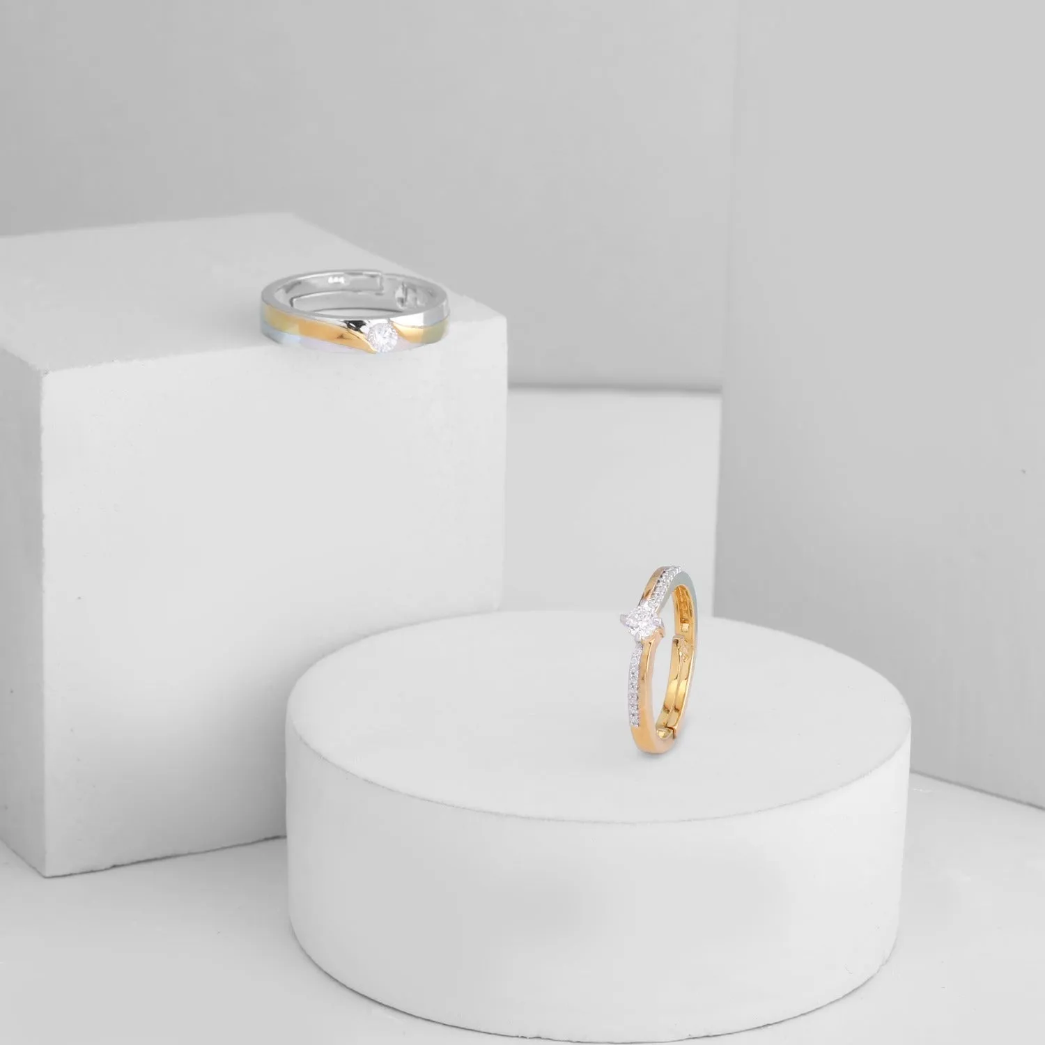 Classic Love CZ Silver Couple Rings