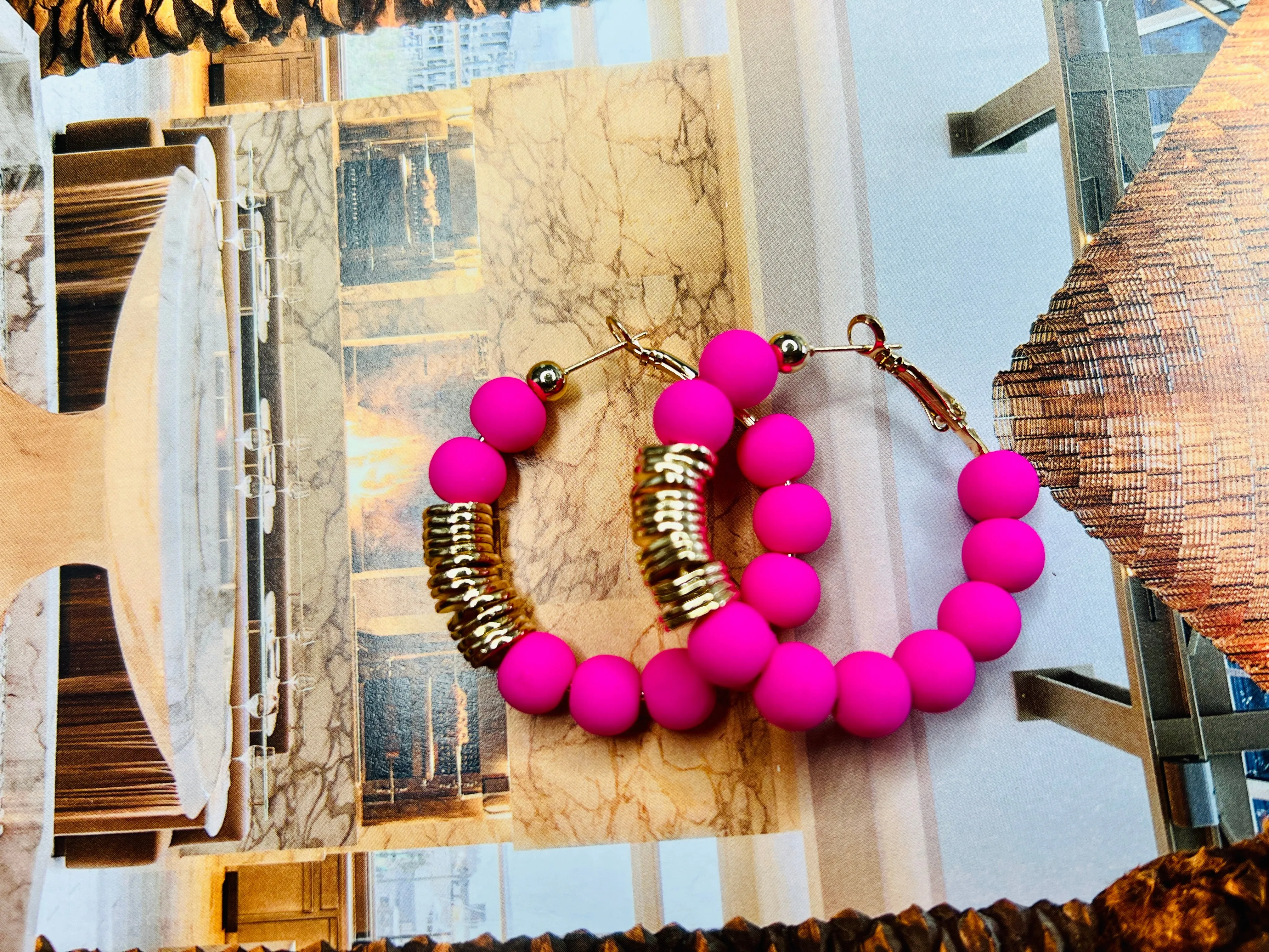 Clay & Gold Mix Beaded Earrings