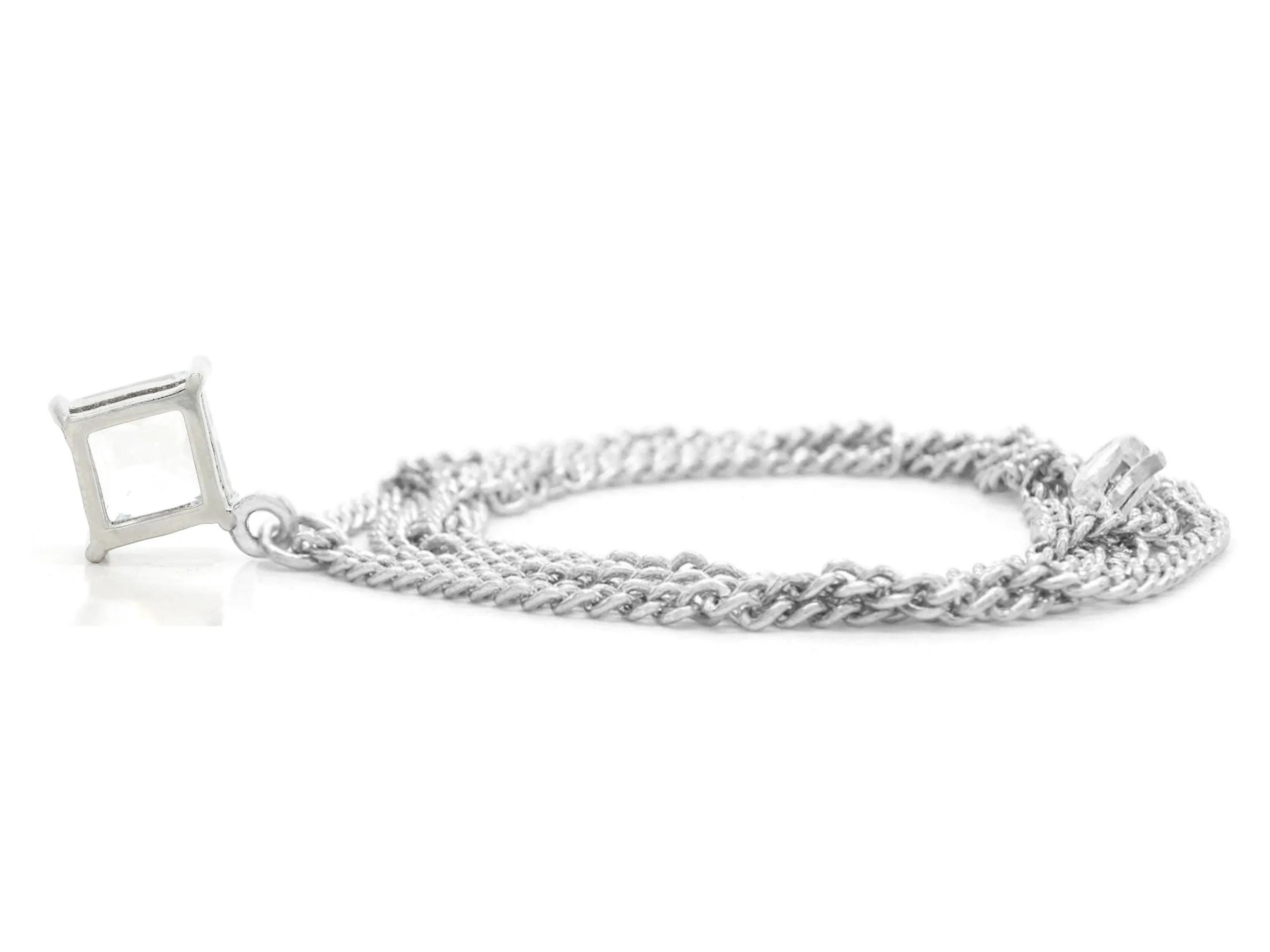 Clear Gem Princess White Gold Necklace