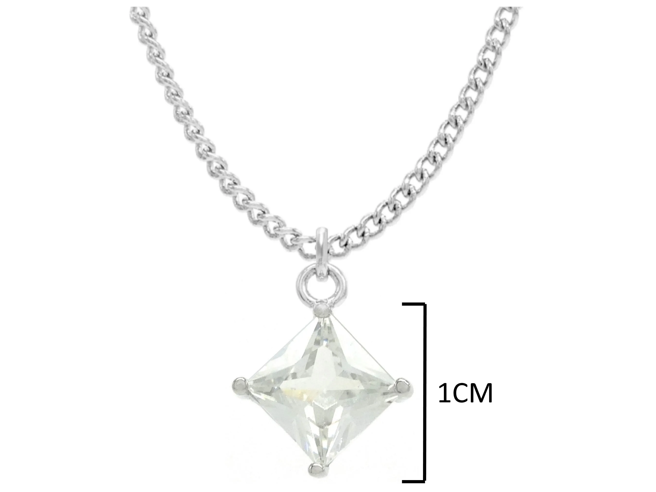 Clear Gem Princess White Gold Necklace