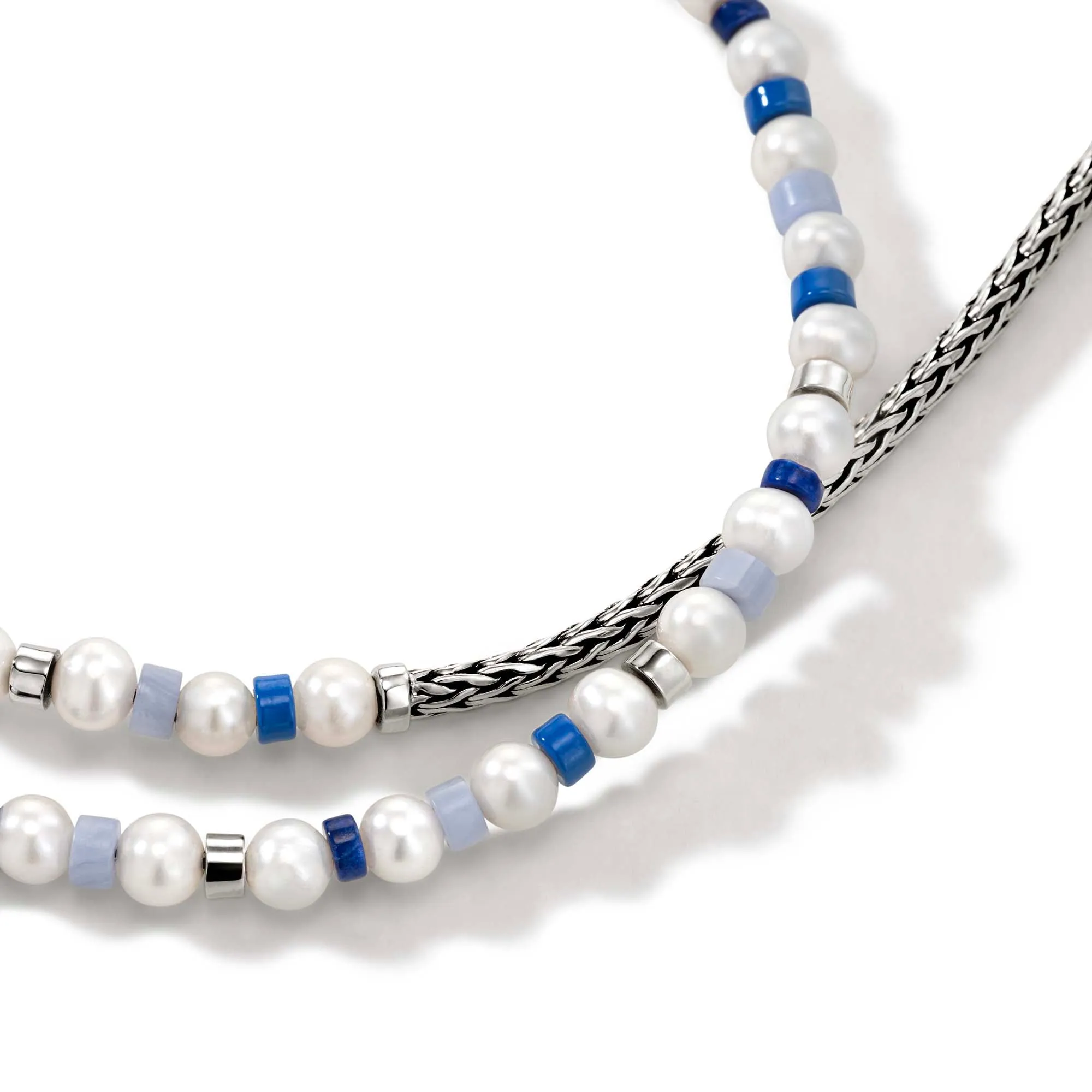 Colorblock Necklace, Silver, Pearl|NBS9011081BULPZBLA