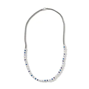 Colorblock Necklace, Silver, Pearl|NBS9011081BULPZBLA