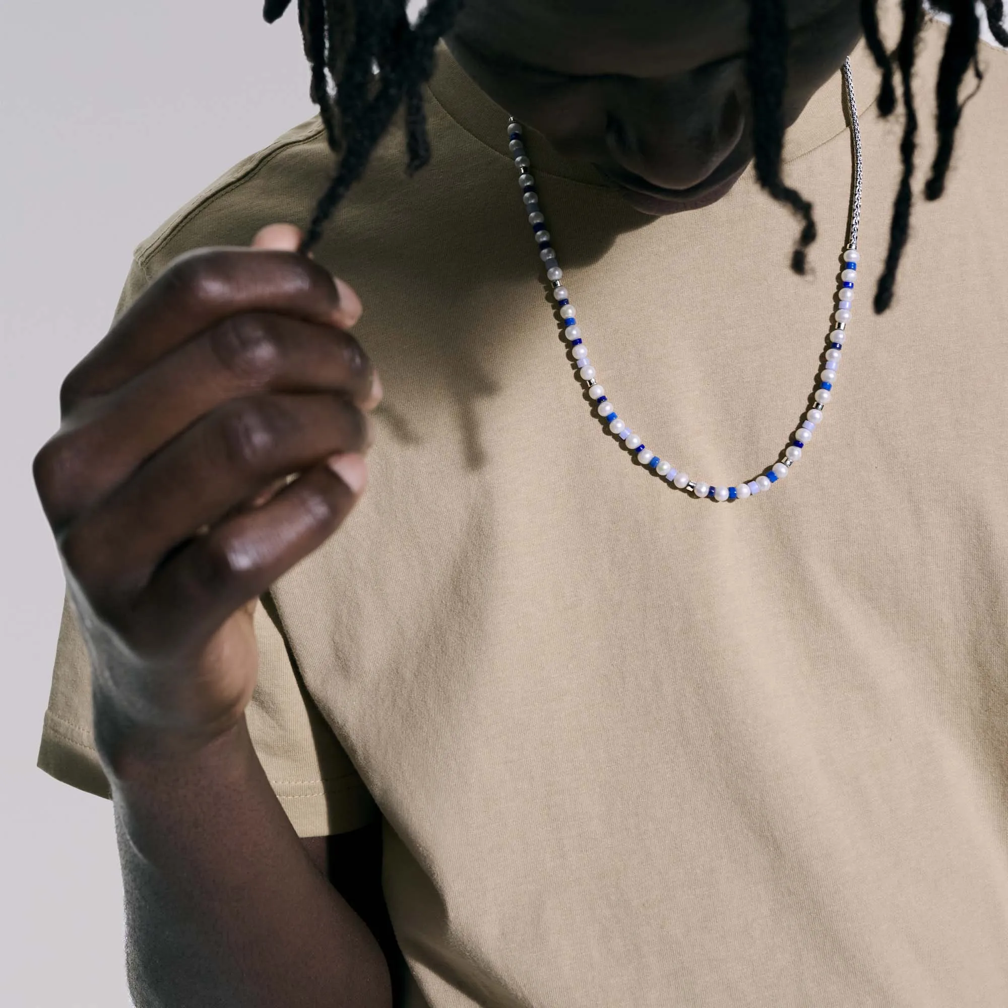 Colorblock Necklace, Silver, Pearl|NBS9011081BULPZBLA