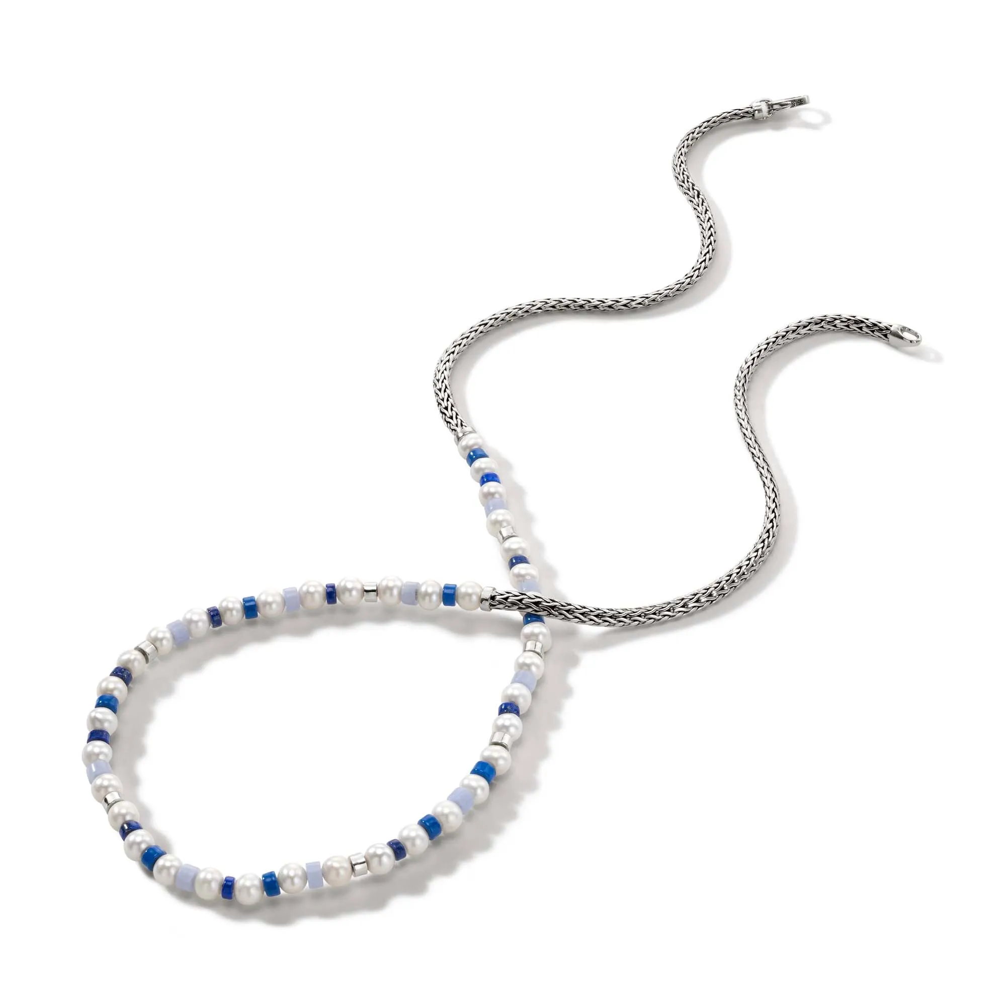 Colorblock Necklace, Silver, Pearl|NBS9011081BULPZBLA