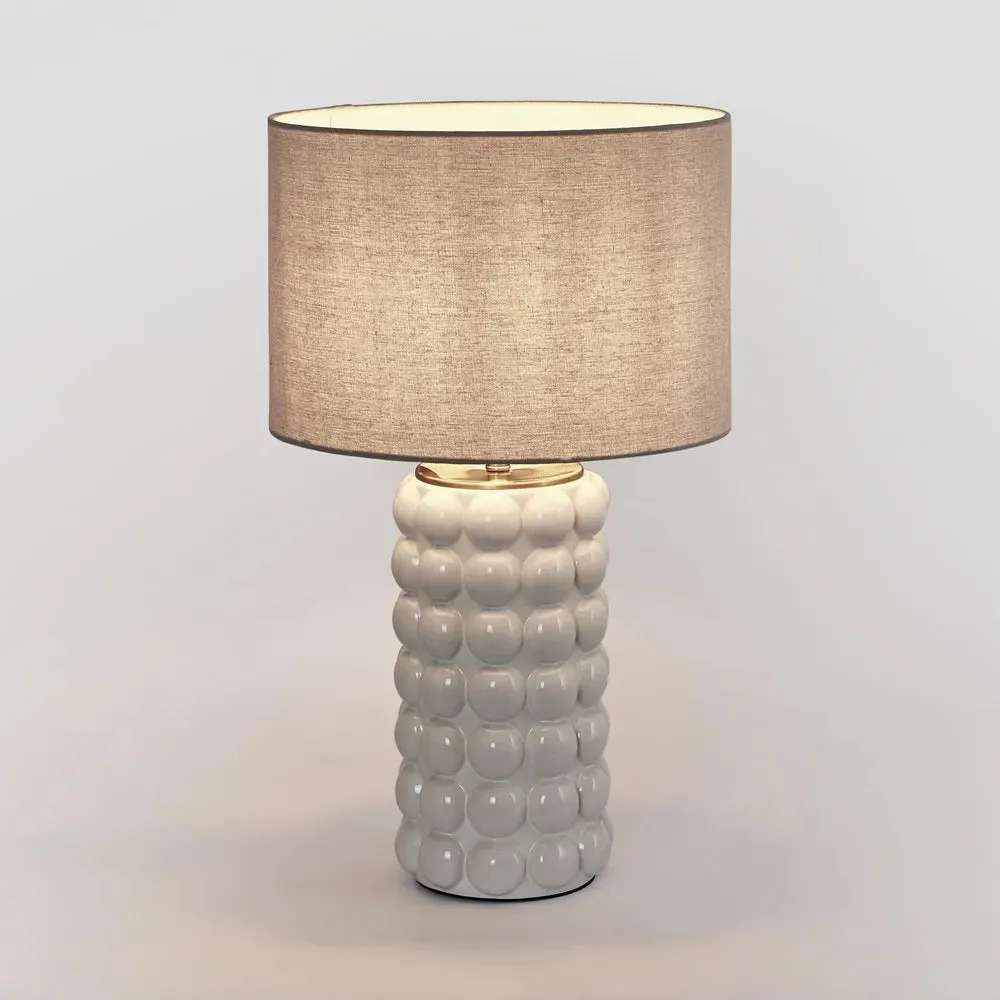 Condotti White Table Lamp with Linen Shade