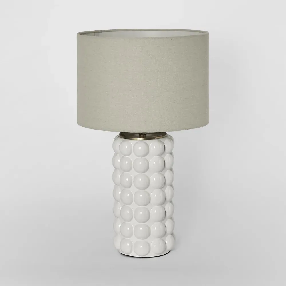Condotti White Table Lamp with Linen Shade
