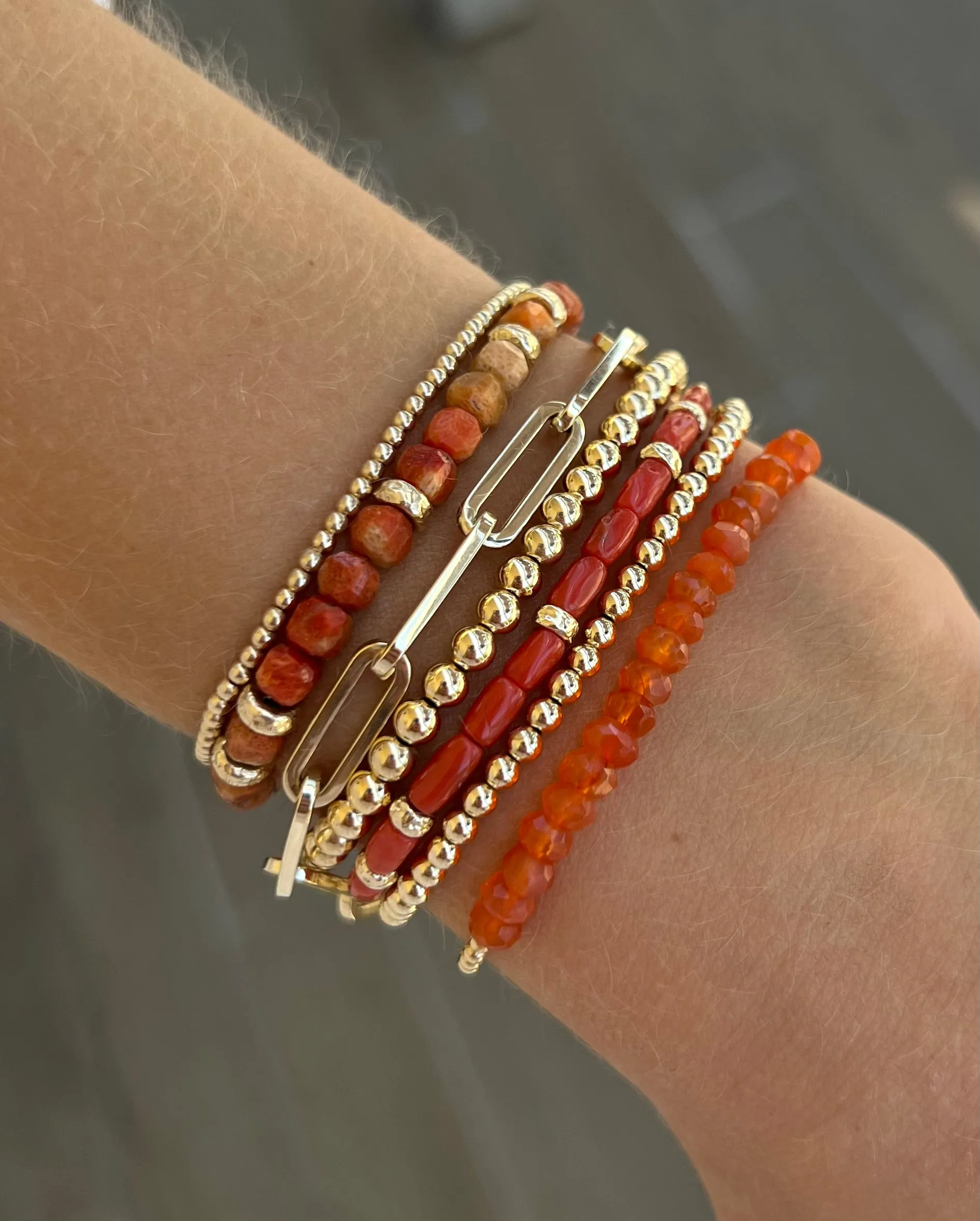 Coral and Rondelle Pattern Bracelet