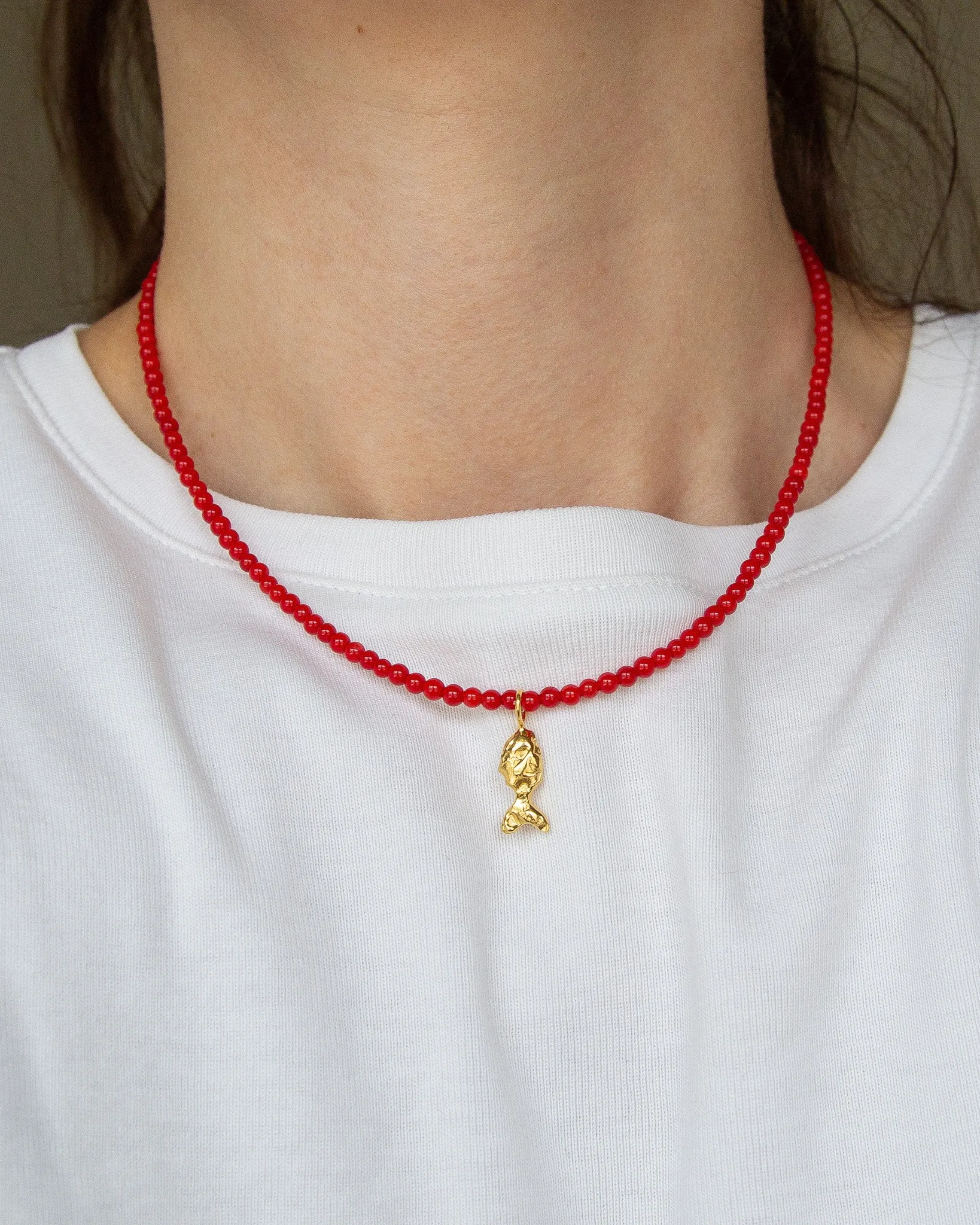 Coral Gemstone Necklace in Red