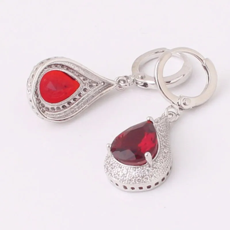 Creative Jewelry Earring for Women 18k White Gold Plating Drop Earrings Pear Shape Crystal Fabulous Wedding Dangle Earrings