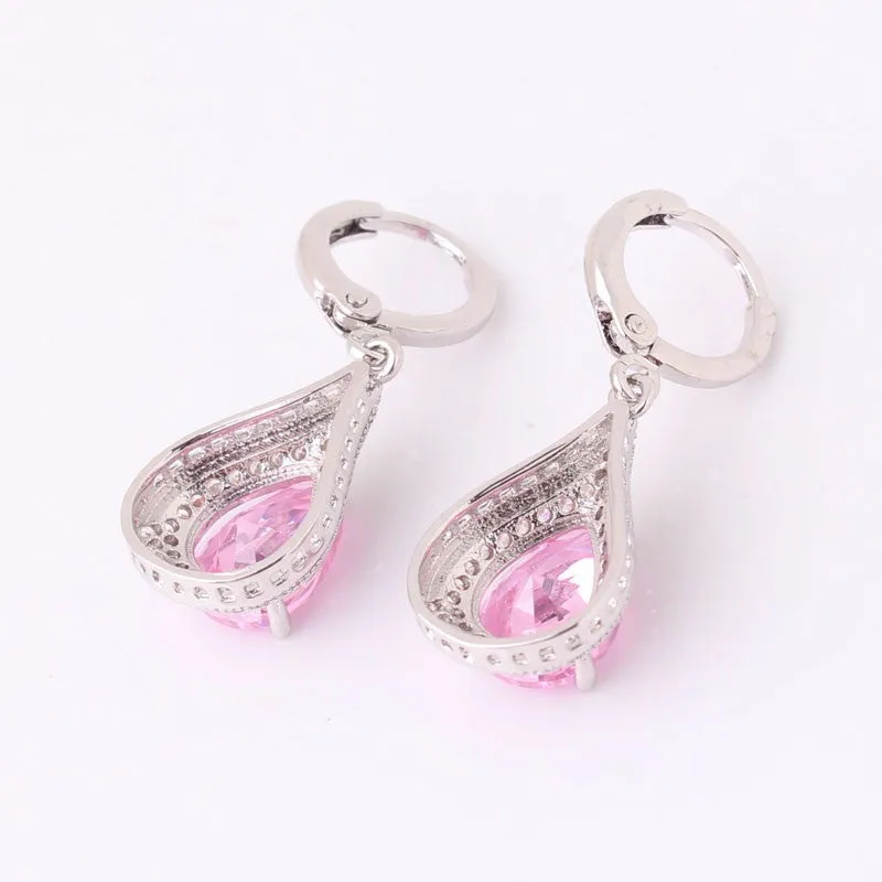 Creative Jewelry Earring for Women 18k White Gold Plating Drop Earrings Pear Shape Crystal Fabulous Wedding Dangle Earrings