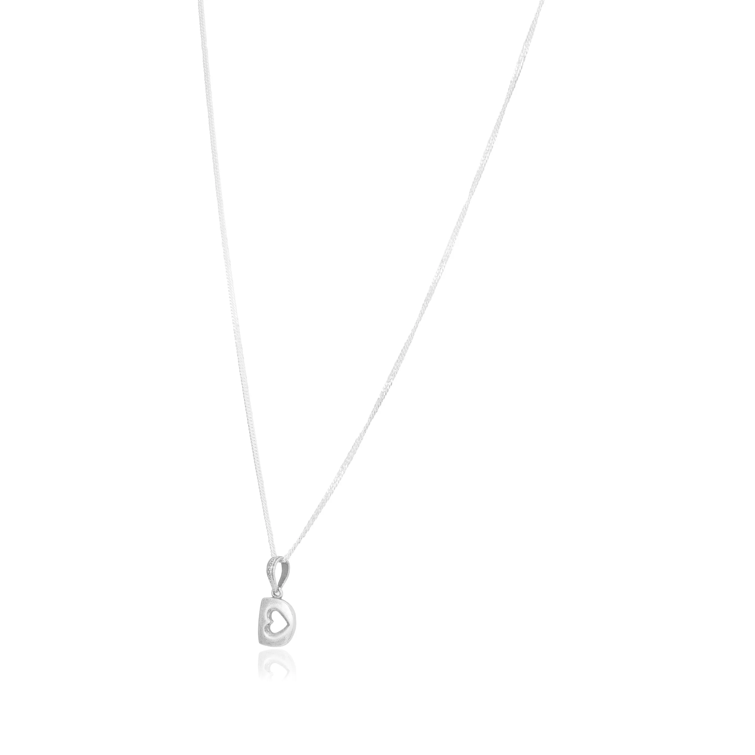 Cup Within Heart Rhodium Plated 925 Chain Pendants