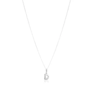Cup Within Heart Rhodium Plated 925 Chain Pendants
