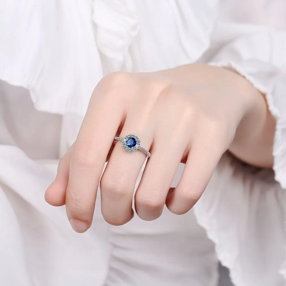 Dainty Blue Sapphire Zircon Adjustable Ring - 925 Sterling Silver
