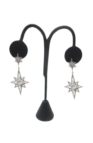 Dbl Starburst Silver Earring