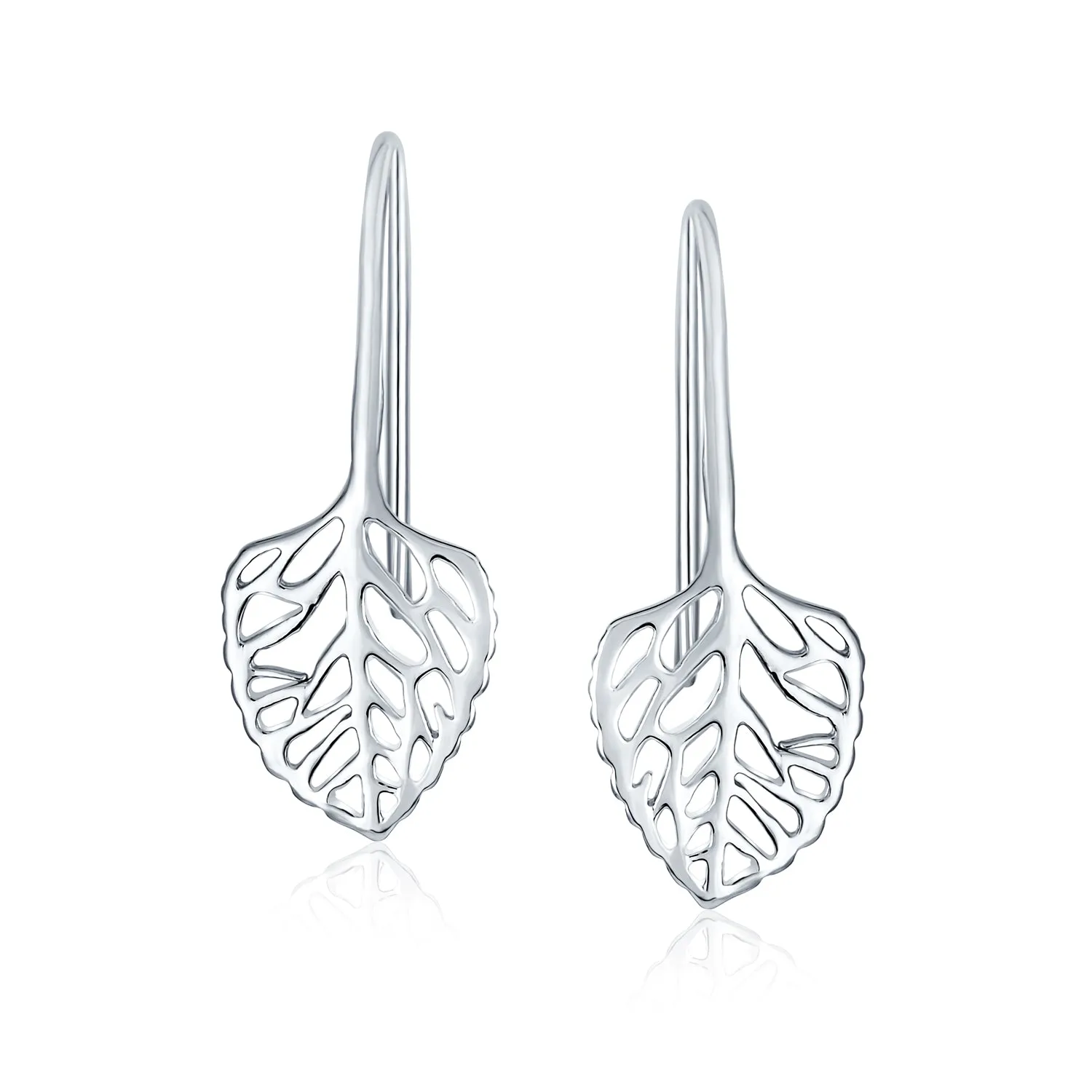 Delicate Filigree Leaf Dangle Earrings Sterling Silver Nature-Inspired Jewelry