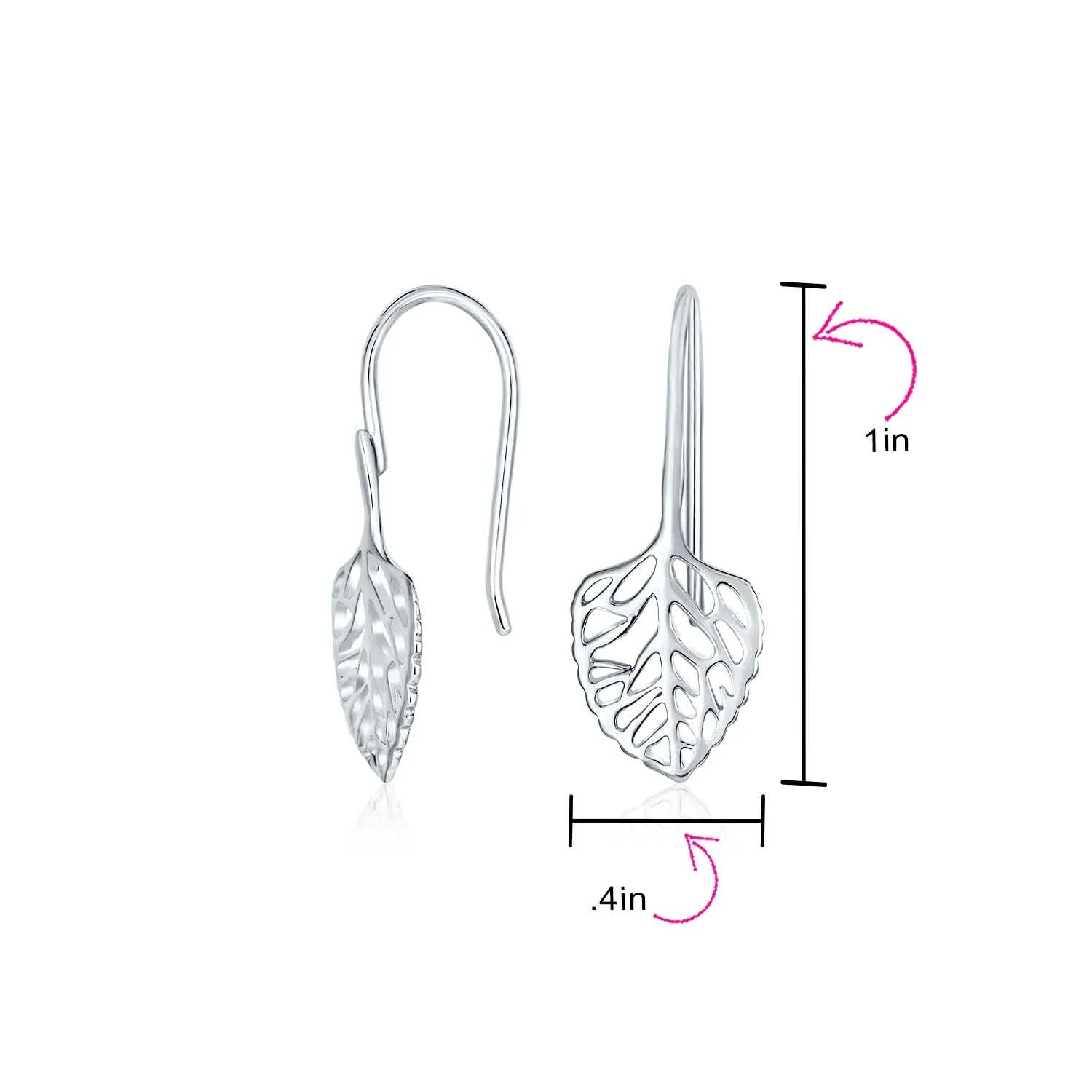 Delicate Filigree Leaf Dangle Earrings Sterling Silver Nature-Inspired Jewelry