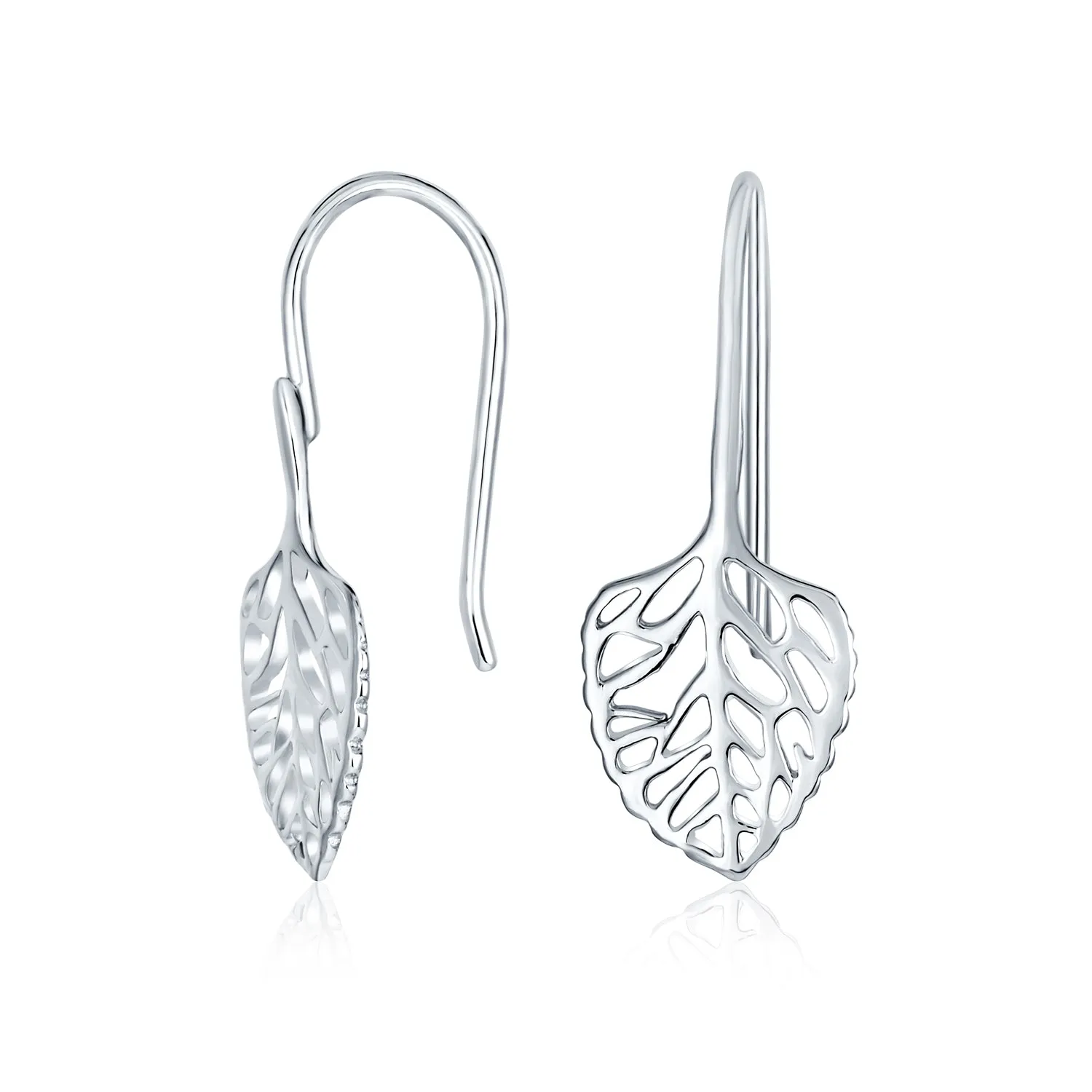 Delicate Filigree Leaf Dangle Earrings Sterling Silver Nature-Inspired Jewelry