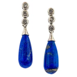 Diamond & Lapis Drop Earrings