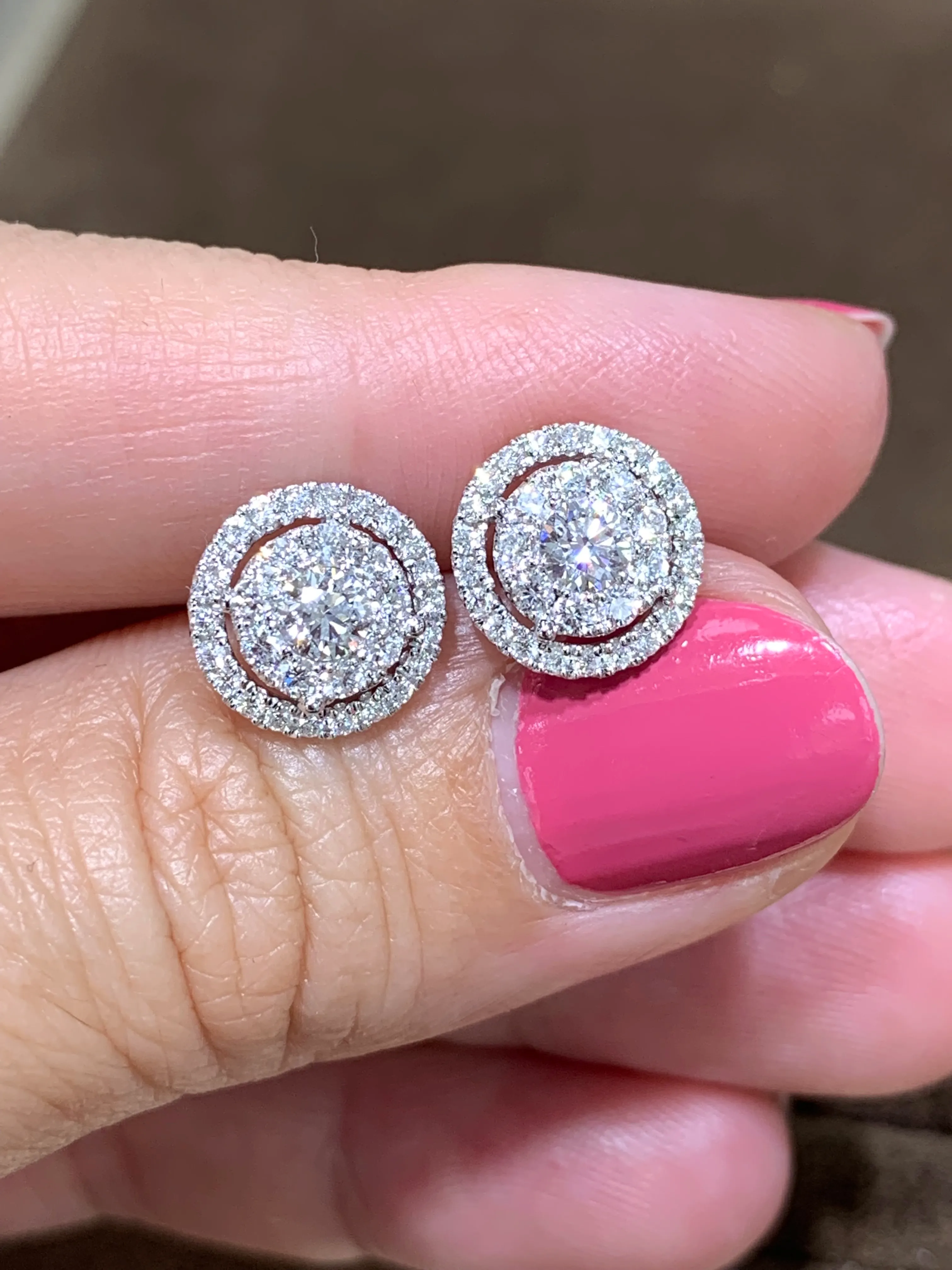 Diamond Cluster Earrings with Halo