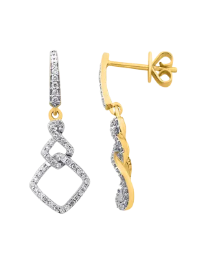 Diamond Earrings - 10ct Yellow Gold Diamond Set Drop Earrings - 786238
