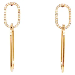 Diamond Oval Link Dangle Earrings