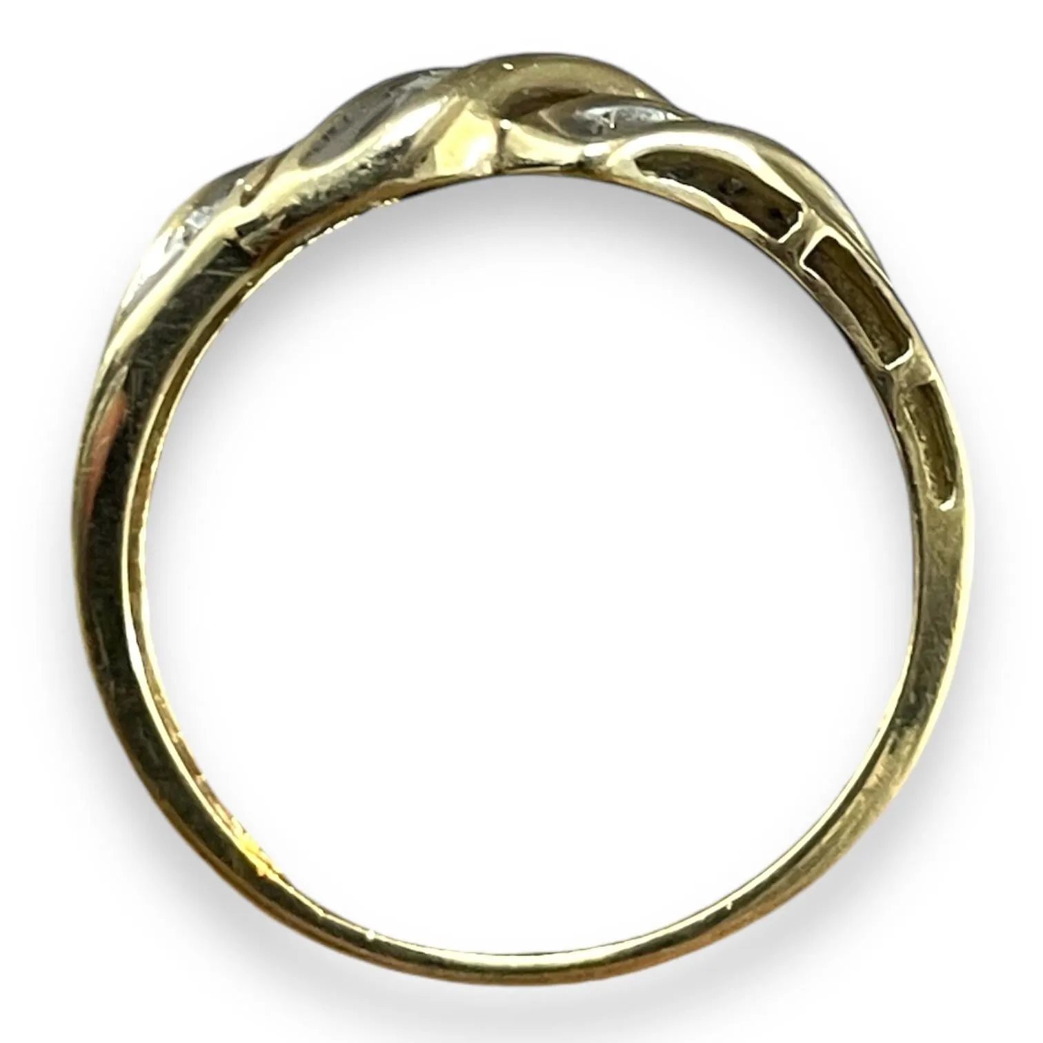 Diamond Swirl 10K Yellow Gold Ring Size 6