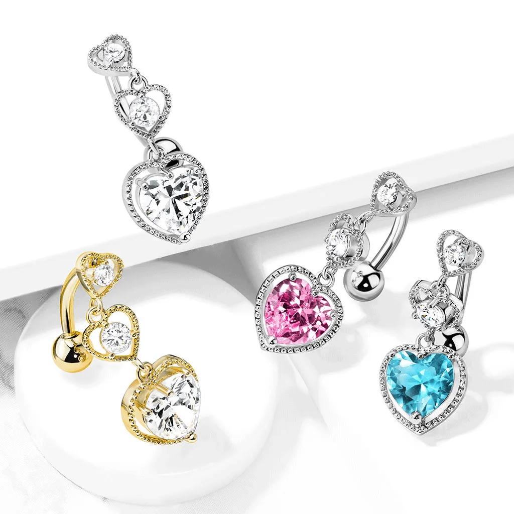 Diaphanous Love Reverse Belly Bar with Gold Plating