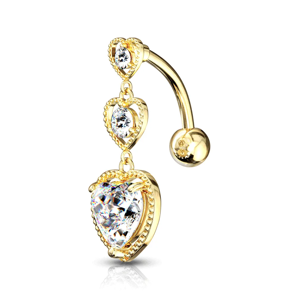 Diaphanous Love Reverse Belly Bar with Gold Plating