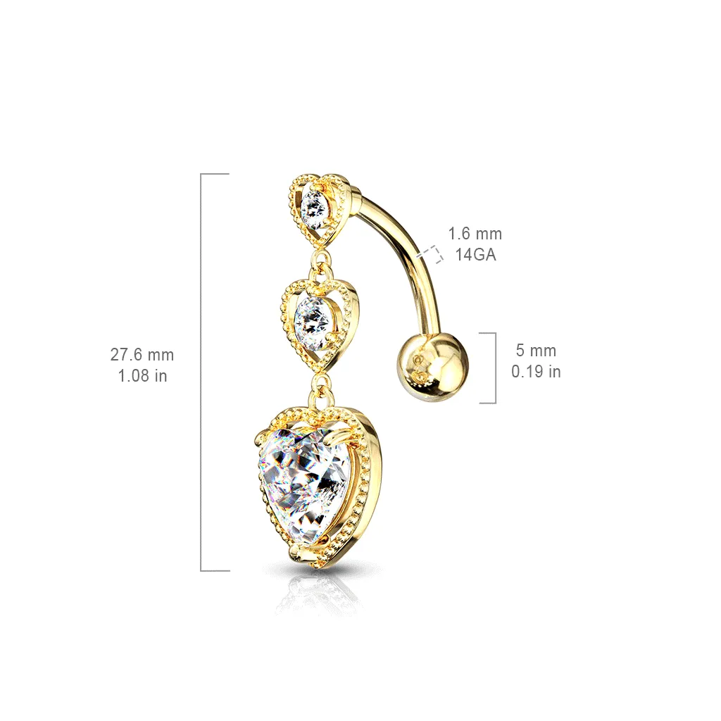 Diaphanous Love Reverse Belly Bar with Gold Plating