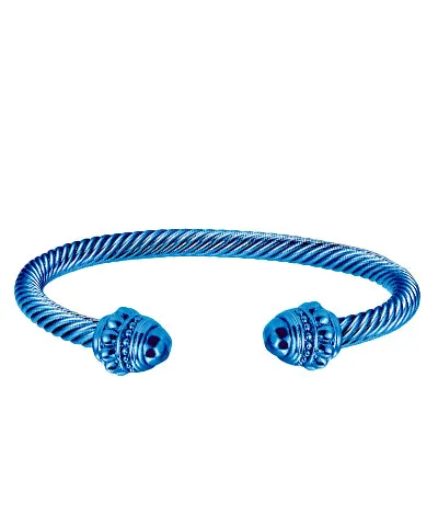 DOME END COLORED CABLE CUFF - BLUE