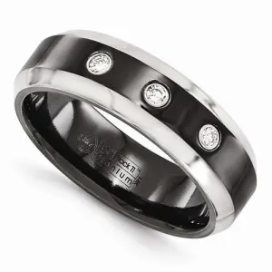 Edward Mirell Black Ti Beveled .09 Ct Diamond w/ Sterling Silver Bezel - 7mm