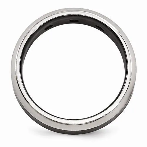 Edward Mirell Black Ti Beveled .09 Ct Diamond w/ Sterling Silver Bezel - 7mm