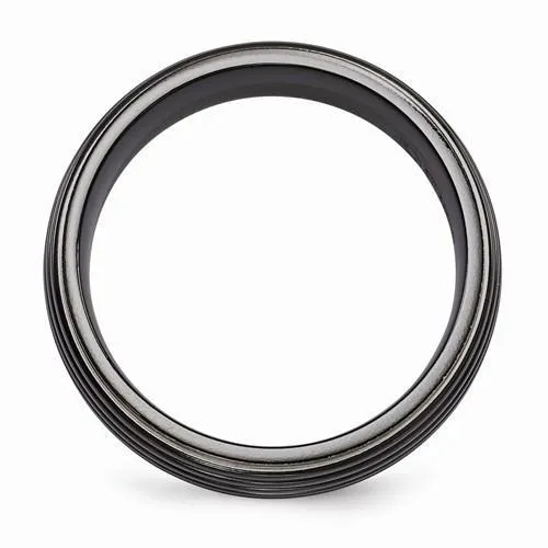 Edward Mirell Titanium Black Ti Ribbed Ring - 8mm
