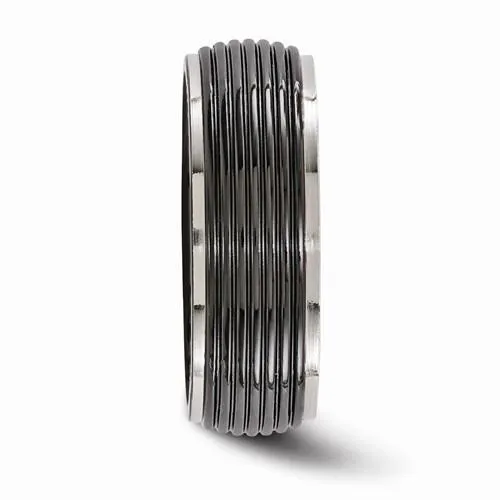 Edward Mirell Titanium Black Ti Ribbed Ring - 8mm