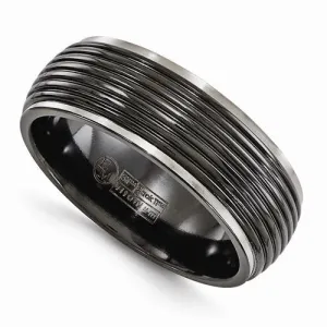 Edward Mirell Titanium Black Ti Ribbed Ring - 8mm