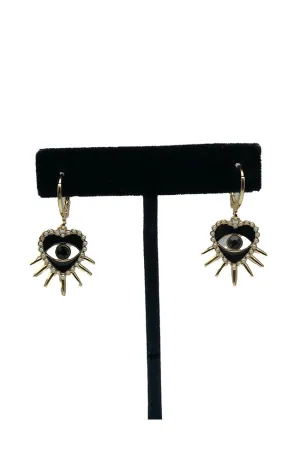 EE Heart Dangle Huggie Black