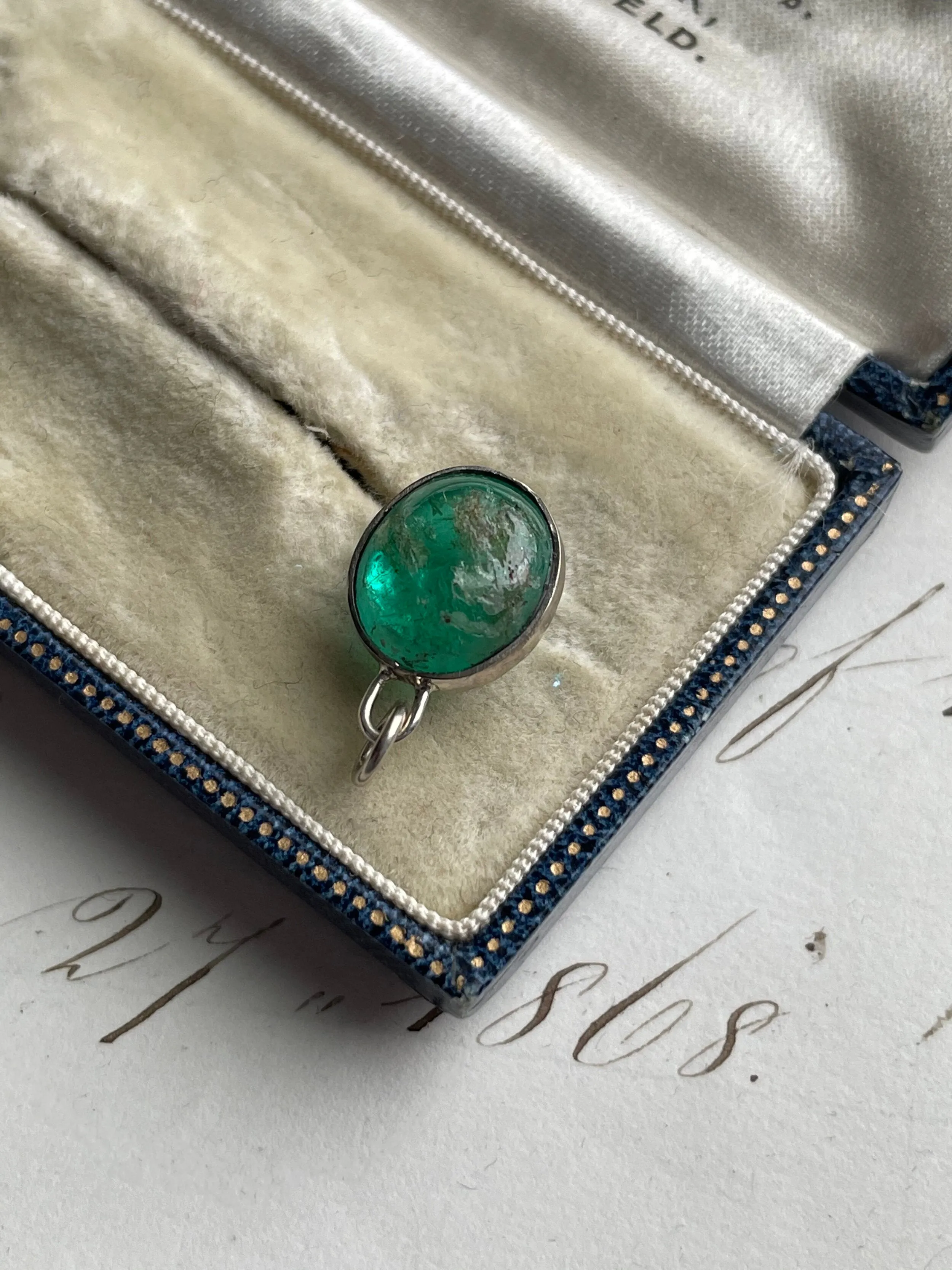 Egyptian Revival Colombian Emerald Scarab Charm / Pendant - AGL Minor Treatment