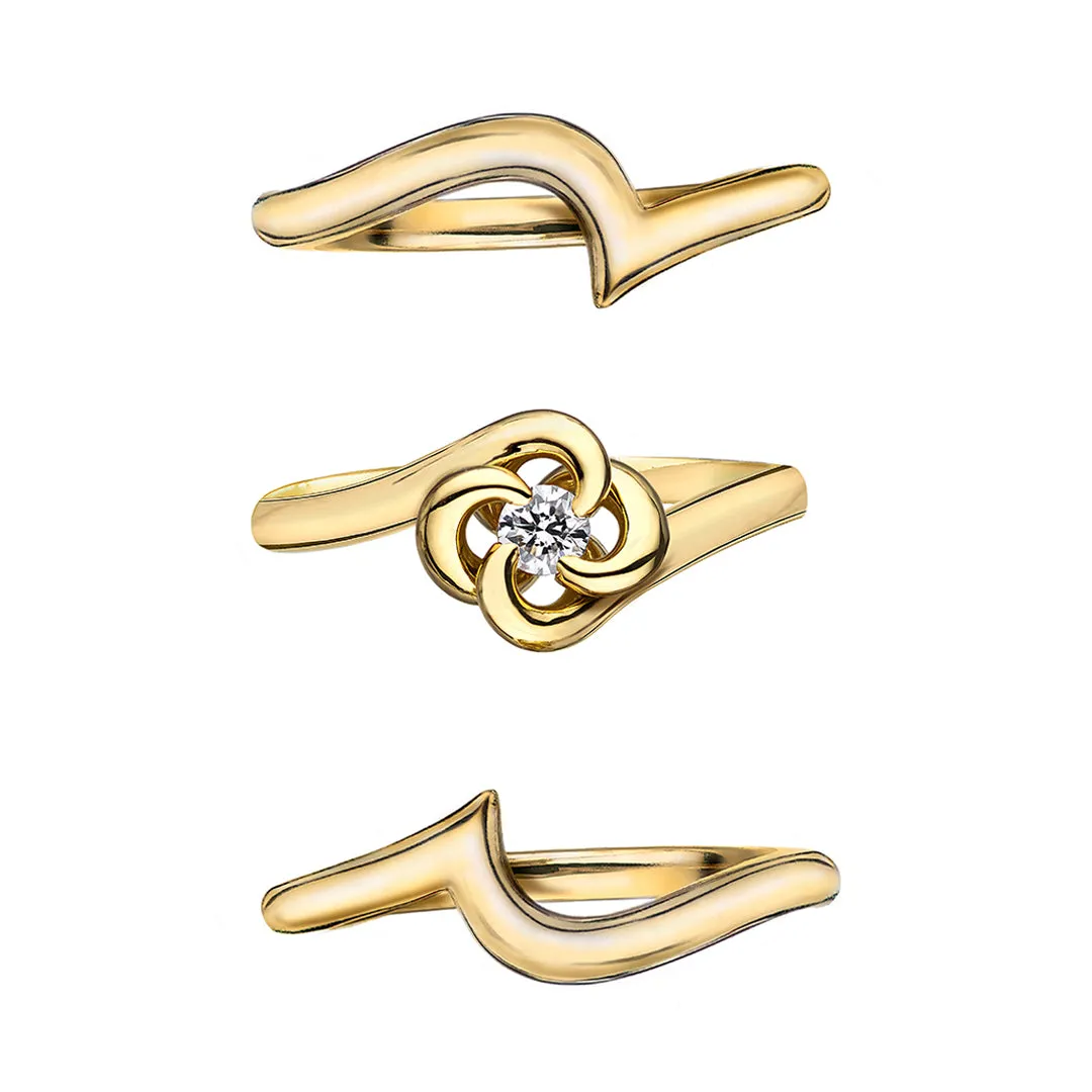 Entwined Petal10 Engagement Ring - 18ct Yellow Gold & 0.10ct Diamond
