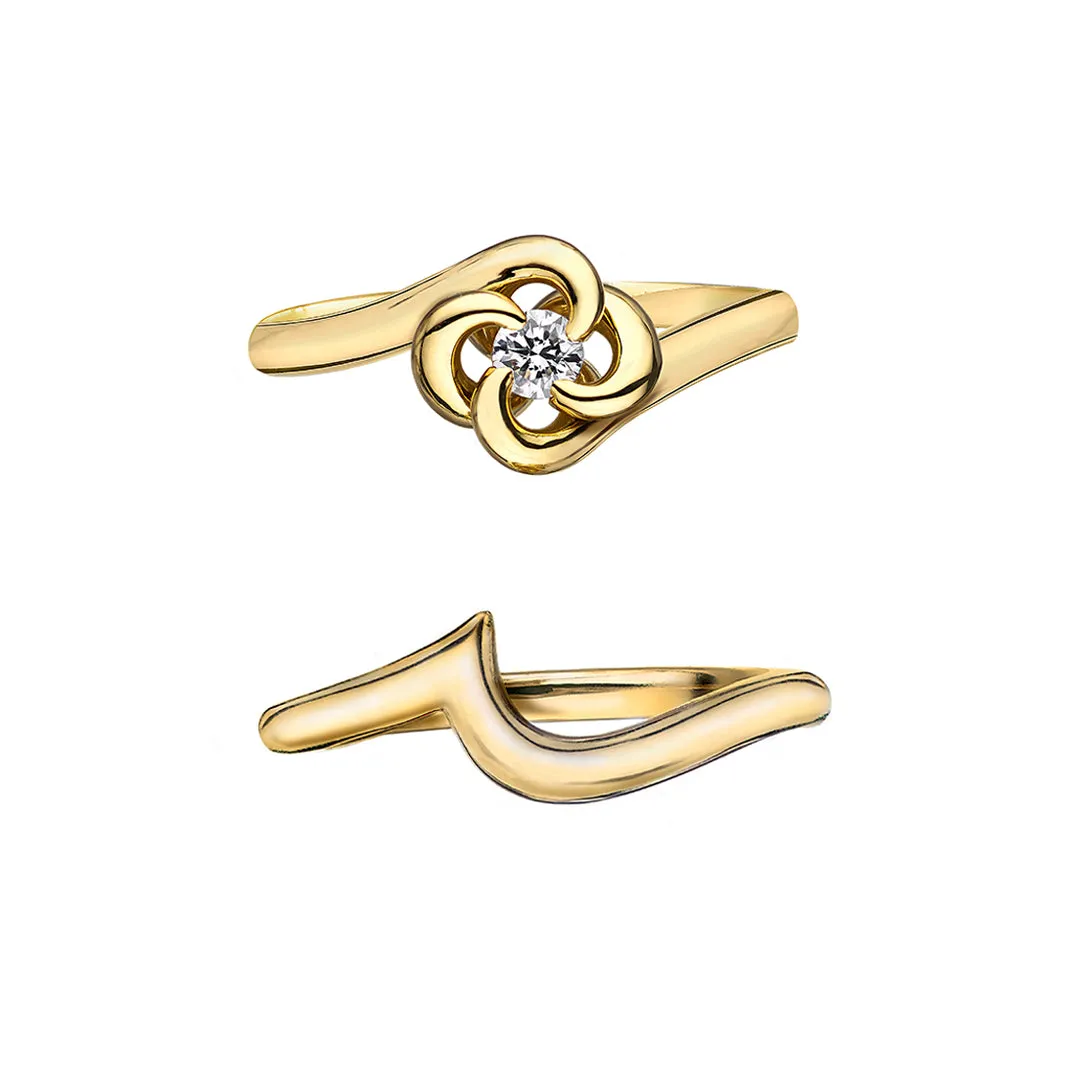 Entwined Petal10 Engagement Ring - 18ct Yellow Gold & 0.10ct Diamond