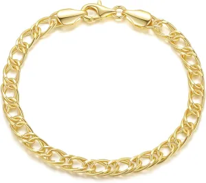 ERIN MARIE 14K Gold Bracelets Non Tarnish Cuban Chain Gold Bracelets for Women Sparse Design Gold Chain Bracelet Gifts for Women Every Occasion (6.5-9 in)