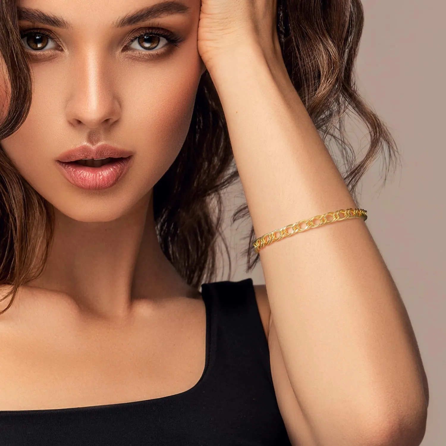 ERIN MARIE 14K Gold Bracelets Non Tarnish Cuban Chain Gold Bracelets for Women Sparse Design Gold Chain Bracelet Gifts for Women Every Occasion (6.5-9 in)