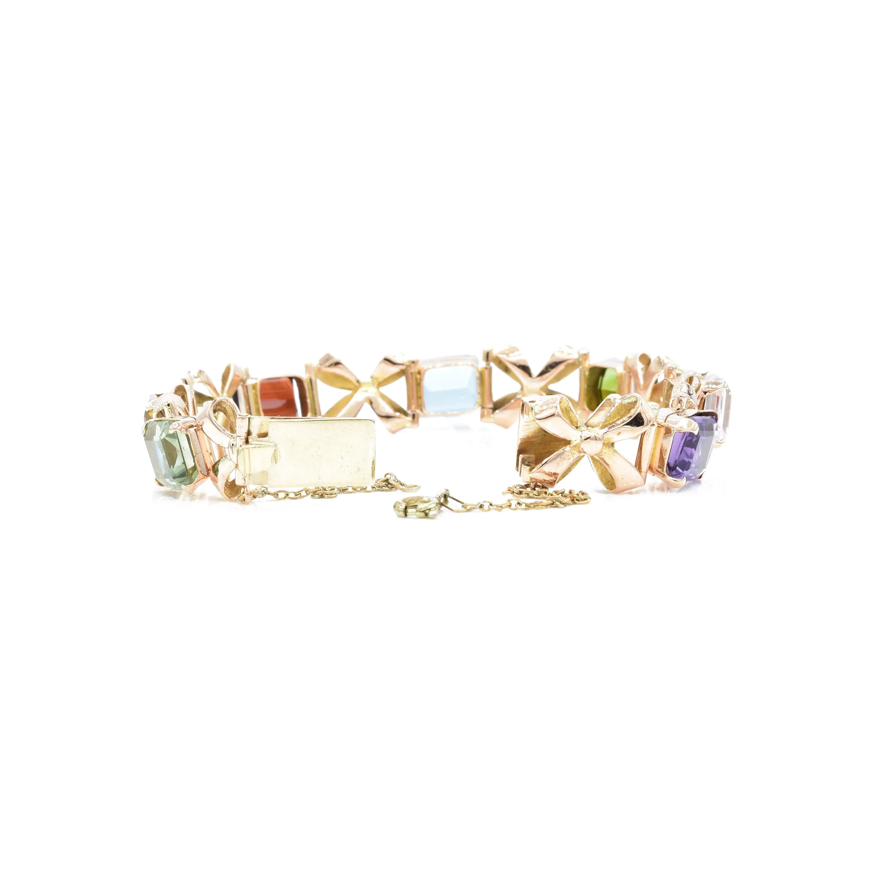 Estate 18KT Rose Gold Natural Gemstone Bracelet