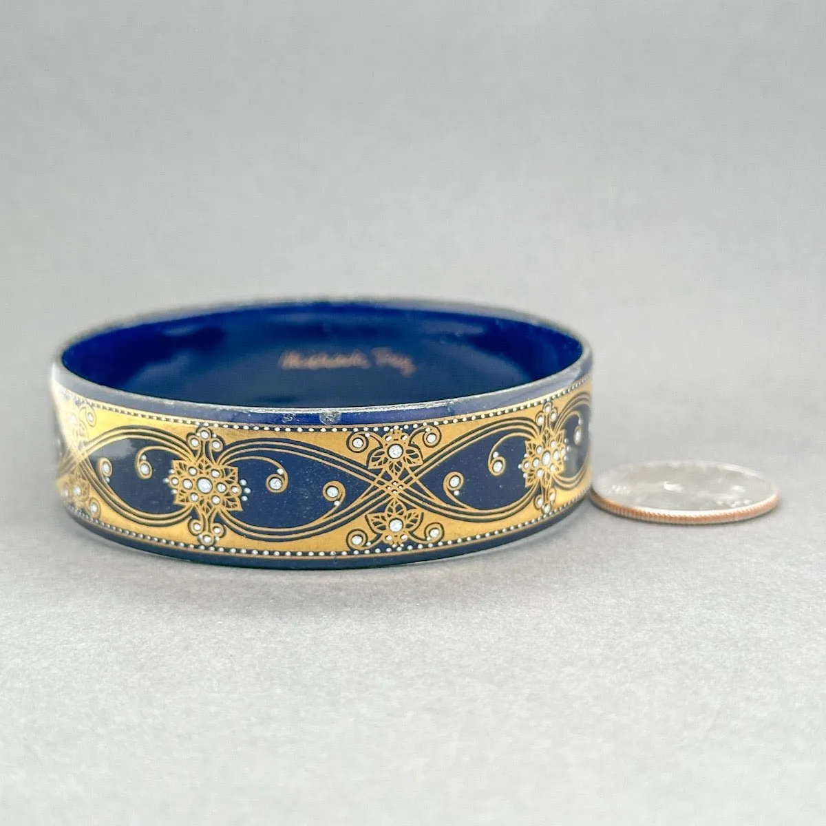 Estate Michaela Frey Blue Pattern Costume Bangle Bracelet