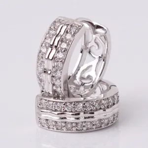 Fashion Jewellery Huggie Earing for Women White AAA Cubic Zirconia Hoop Earings Design Wedding Earring Brinco Bijoux