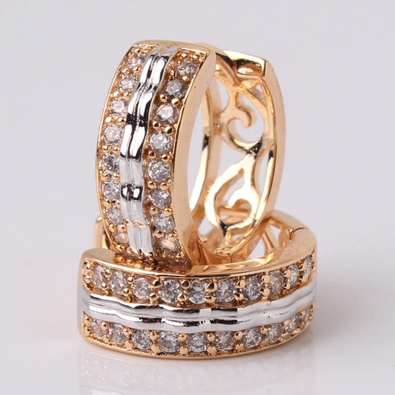 Fashion Jewellery Huggie Earing for Women White AAA Cubic Zirconia Hoop Earings Design Wedding Earring Brinco Bijoux